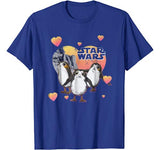 Star Wars Porg Hearts Group Shot Valentine Graphic T-Shirt