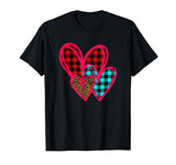Striped Plaid Leopard Printed Splicing Heart Valentine’s Day T-Shirt