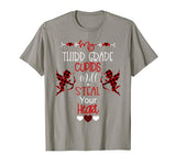 Third Grade Teacher Valentine Cute Buffalo Plaid Cupid T-Shirt