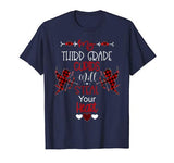 Third Grade Teacher Valentine Cute Buffalo Plaid Cupid T-Shirt