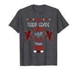 Third Grade Teacher Valentine Cute Buffalo Plaid Cupid T-Shirt