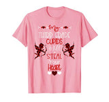 Third Grade Teacher Valentine Cute Buffalo Plaid Cupid T-Shirt