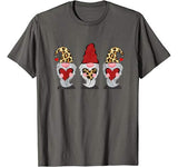 Three Gnomes Holding hearts leopard Valentines Day Gift T-Shirt