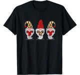 Three Gnomes Holding hearts leopard Valentines Day Gift T-Shirt