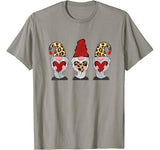 Three Gnomes Holding hearts leopard Valentines Day Gift T-Shirt