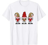 Three Gnomes Holding hearts leopard Valentines Day Gift T-Shirt