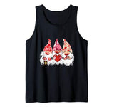 Three Gnomes Valentine Cute Elves Hearts Love Nordic Gnomes Tank Top