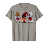 Three Gnomes Valentines Hearts Leopard Printed Buffalo Plaid T-Shirt