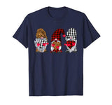 Three Gnomes Valentines Hearts Leopard Printed Buffalo Plaid T-Shirt