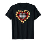 Three Hearts Buffalo Leopard Plaid Valentine’s Day Kid T-Shirt