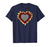 Three Hearts Buffalo Leopard Plaid Valentine’s Day Kid T-Shirt