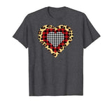 Three Hearts Buffalo Leopard Plaid Valentine’s Day Kid T-Shirt