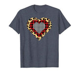 Three Hearts Buffalo Leopard Plaid Valentine’s Day Kid T-Shirt