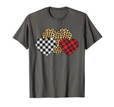 Three Hearts Leopard Buffalo Plaid Valentine’s day Girl Kid T-Shirt