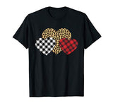 Three Hearts Leopard Buffalo Plaid Valentine’s day Girl Kid T-Shirt