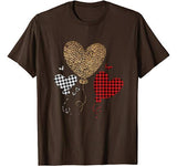 Three Hearts Leopard Buffalo Plaid Valentine’s day Girl Kid T-Shirt