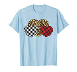 Three Hearts Leopard Buffalo Plaid Valentine’s day Girl Kid T-Shirt