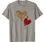 Three Hearts Leopard Buffalo Plaid Valentine’s day Girl Kid T-Shirt