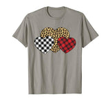 Three Hearts Leopard Buffalo Plaid Valentine’s day Girl Kid T-Shirt