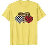 Three Hearts Leopard Buffalo Plaid Valentine’s day Kid Girl T-Shirt