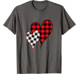 Two Hearts Leopard Buffalo Plaid Valentine’s day Girl Kid T-Shirt