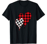 Two Hearts Leopard Buffalo Plaid Valentine’s day Girl Kid T-Shirt