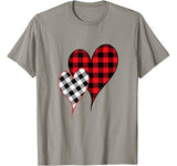 Two Hearts Leopard Buffalo Plaid Valentine’s day Girl Kid T-Shirt