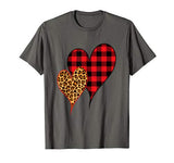 Two Hearts Leopard Buffalo Plaid Valentine’s day Girl Kids T-Shirt