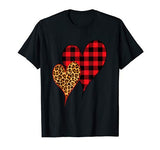 Two Hearts Leopard Buffalo Plaid Valentine’s day Girl Kids T-Shirt