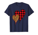 Two Hearts Leopard Buffalo Plaid Valentine’s day Girl Kids T-Shirt