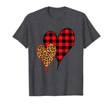 Two Hearts Leopard Buffalo Plaid Valentine’s day Girl Kids T-Shirt