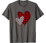 Valentine Two Hearts Leopard Buffalo Plaid Valentine’s day T-Shirt