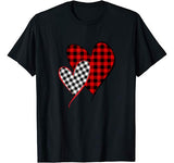 Valentine Two Hearts Leopard Buffalo Plaid Valentine’s day T-Shirt
