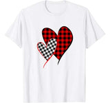 Valentine Two Hearts Leopard Buffalo Plaid Valentine’s day T-Shirt