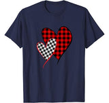 Valentine Two Hearts Leopard Buffalo Plaid Valentine’s day T-Shirt