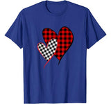 Valentine Two Hearts Leopard Buffalo Plaid Valentine’s day T-Shirt