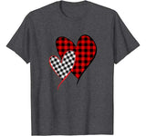 Valentine Two Hearts Leopard Buffalo Plaid Valentine’s day T-Shirt