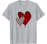 Valentine Two Hearts Leopard Buffalo Plaid Valentine’s day T-Shirt