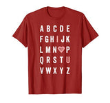 Valentine’s Day ABC I Love You with Heart Teacher Gift T-Shirt