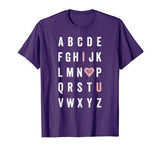 Valentine’s Day ABC I Love You with Heart Teacher Gift T-Shirt