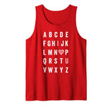 Valentine’s Day ABC I Love You with Heart Teacher Gift Tank Top