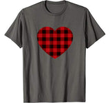 Valentines Day Buffalo Plaid Check Pattern Love Heart T-Shirt