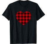 Valentines Day Buffalo Plaid Check Pattern Love Heart T-Shirt