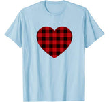 Valentines Day Buffalo Plaid Check Pattern Love Heart T-Shirt