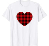 Valentines Day Buffalo Plaid Check Pattern Love Heart T-Shirt