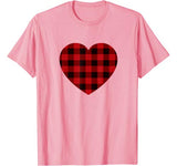 Valentines Day Buffalo Plaid Check Pattern Love Heart T-Shirt