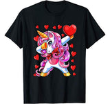 Valentine’s Day Dabbing Unicorn Heart Costume Gift Girls T-Shirt