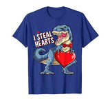 Valentines Day Dinosaur I Steal Hearts T rex Boys Kids Men T-Shirt