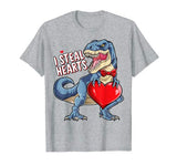 Valentines Day Dinosaur I Steal Hearts T rex Boys Kids Men T-Shirt