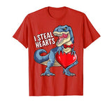 Valentines Day Dinosaur I Steal Hearts T rex Boys Kids Men T-Shirt